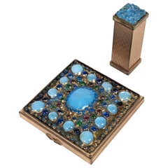 Christian Dior French Glass Enamel Compact and Lipstick