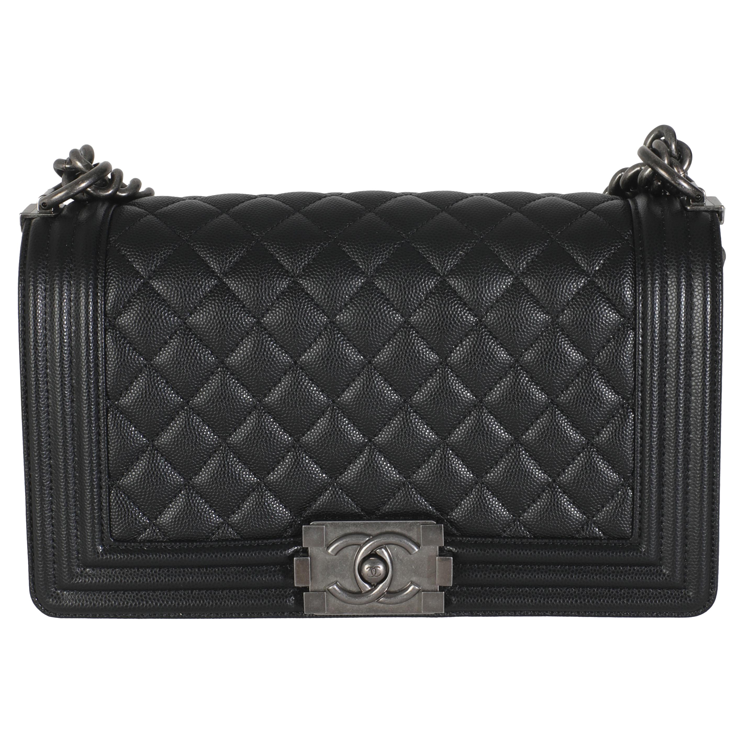 Chanel Borsa media trapuntata nera per ragazzi