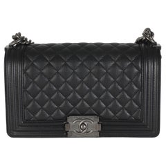 Chanel Black Quilted Old Medium Boy Bag