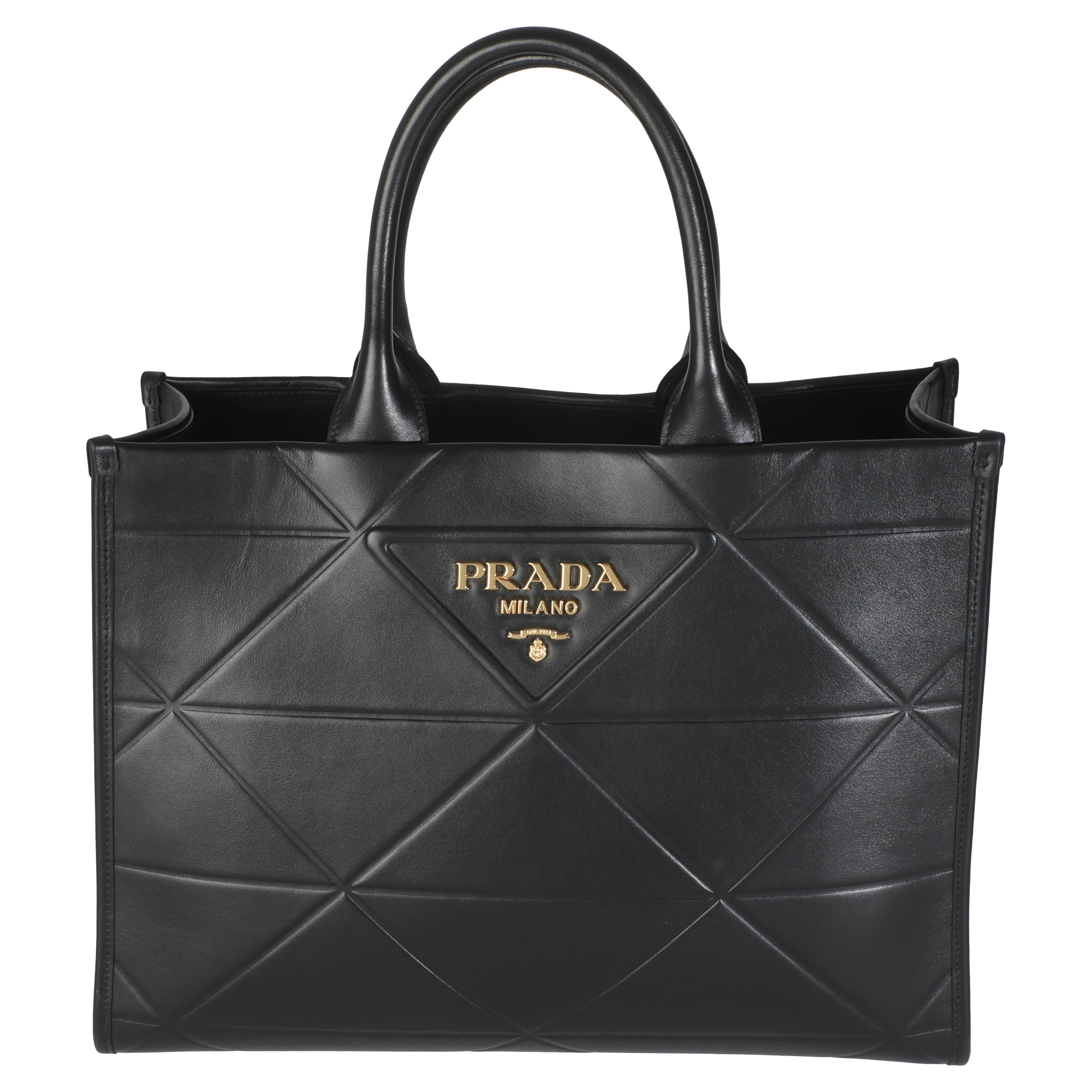 Prada Black Calfskin Medium Symbole Tote in vendita