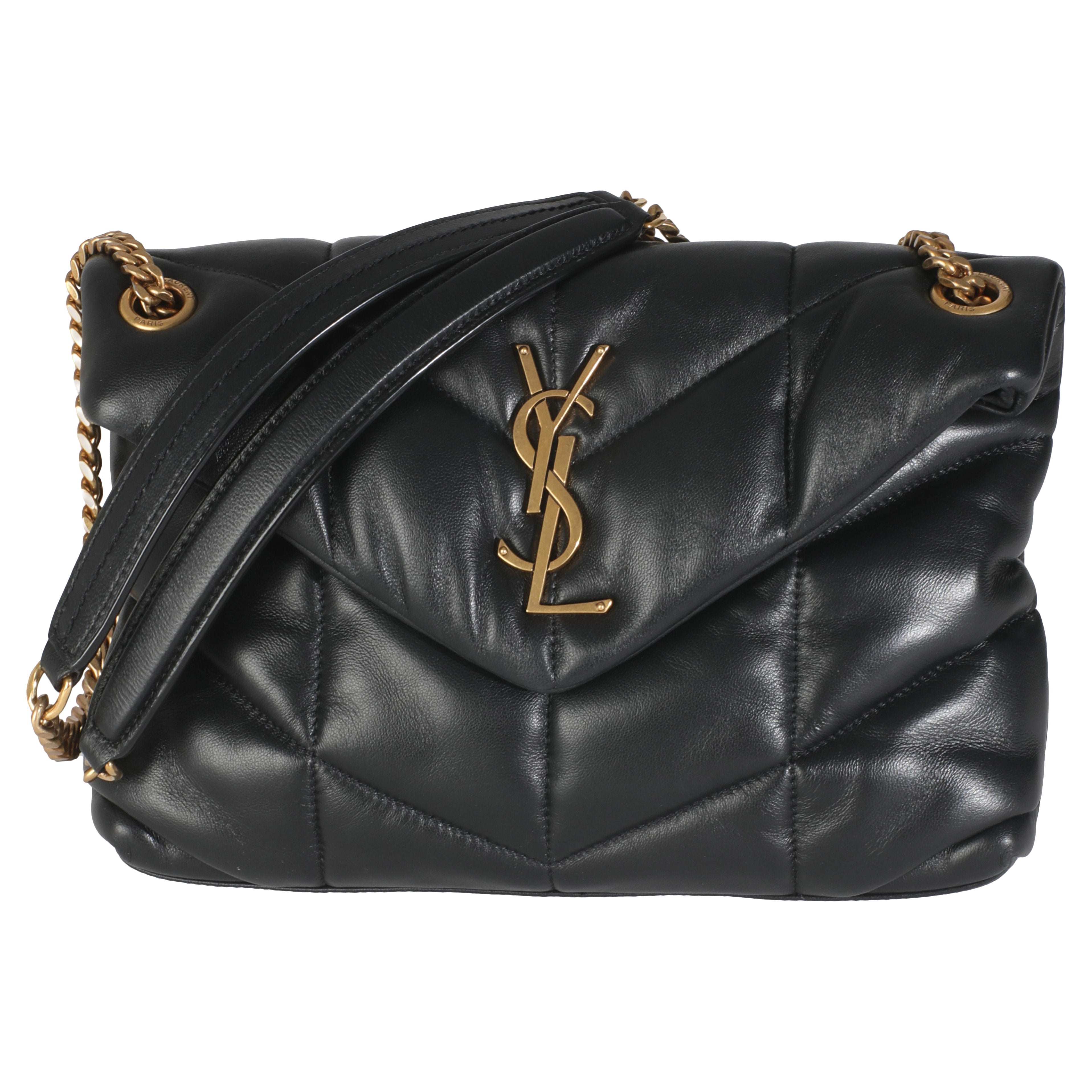 Saint Laurent Black Quilted Nappa Small Loulou Puffer en venta