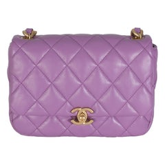 Chanel 22S Purple Quilted Lambskin Mini Lacquered Chain Flap Bag