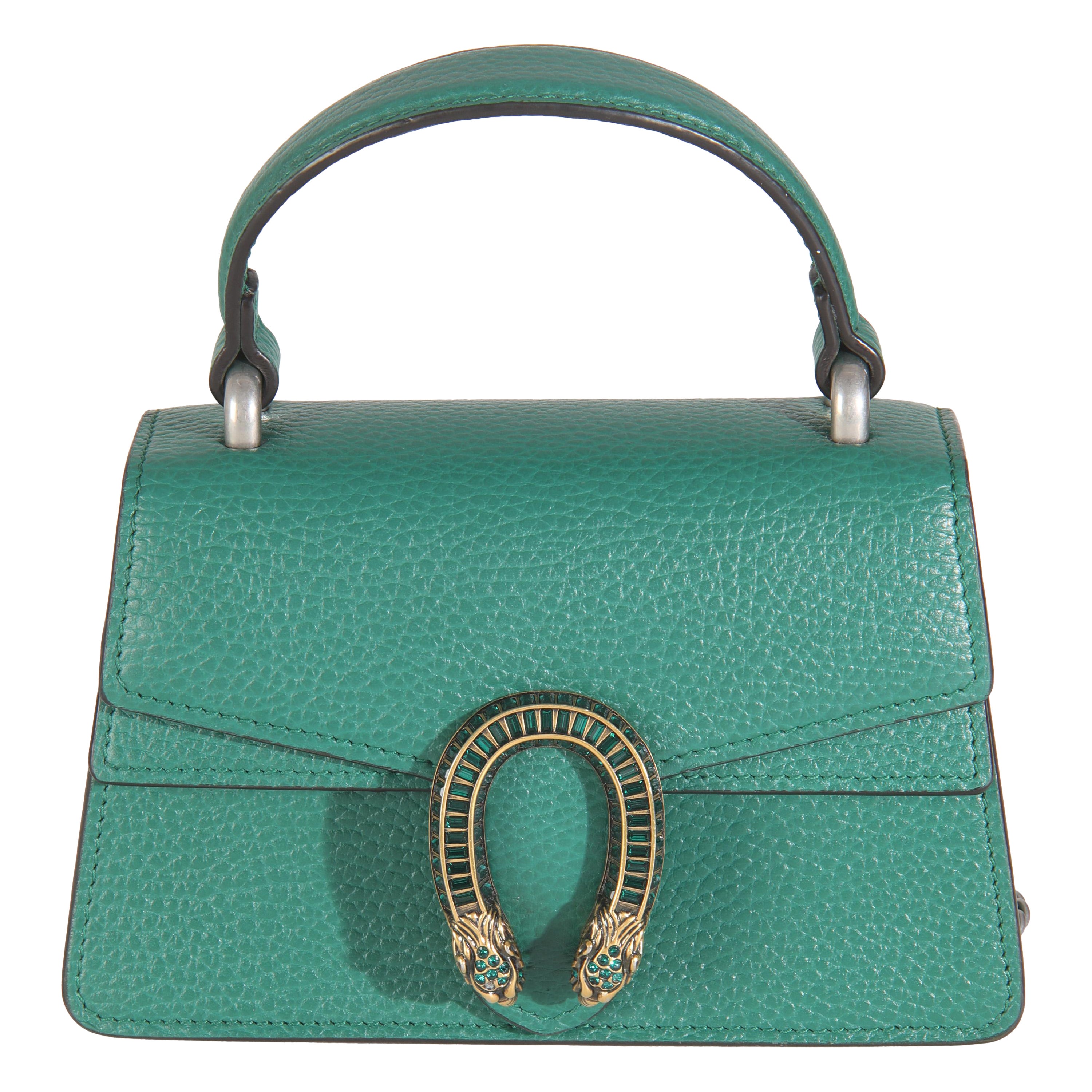 Gucci Emerald Dollar Kalbsleder Crystal Mini Dionysus Top Handle Bag im Angebot