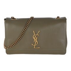 Saint Laurent Loden Green Calfskin Suede Small Reversible Kate
