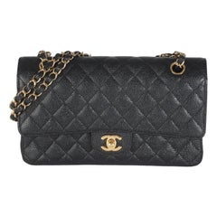 Chanel Black Quilted Caviar Medium Classic Double Flap Handbag
