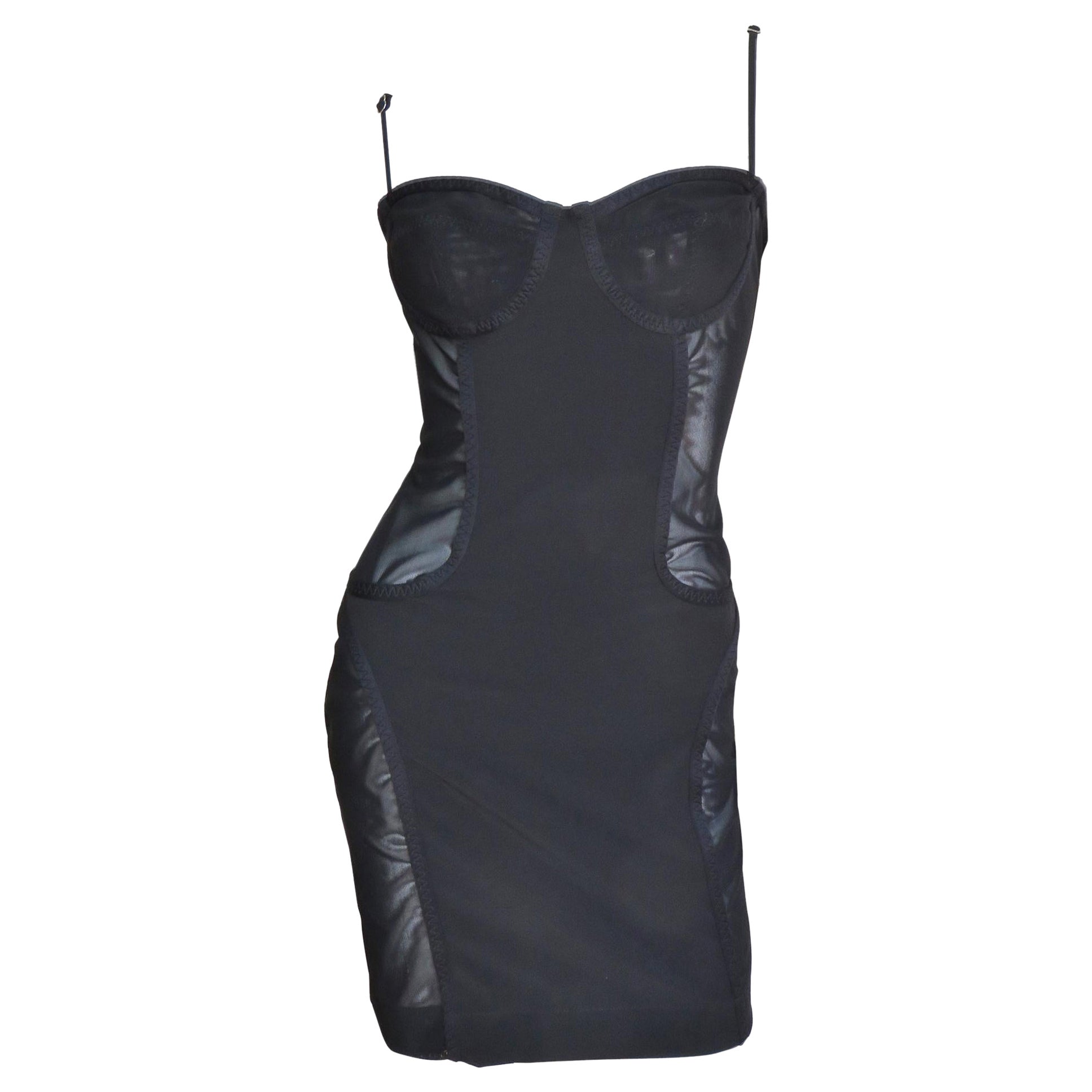 Vestido Moschino con paneles laterales transparentes Años 90 en venta