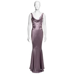 John Galliano Lavender Silk Satin Polkadot Jacquard Evening Dress, FW 2004
