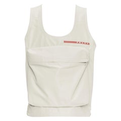 PRADA Linea Rossa LR-MX019 Technical fabric beige large pocket utility vest S