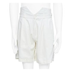 RAF SIMONS 2006 cream cotton high waist pleated front dress shorts EU50 L