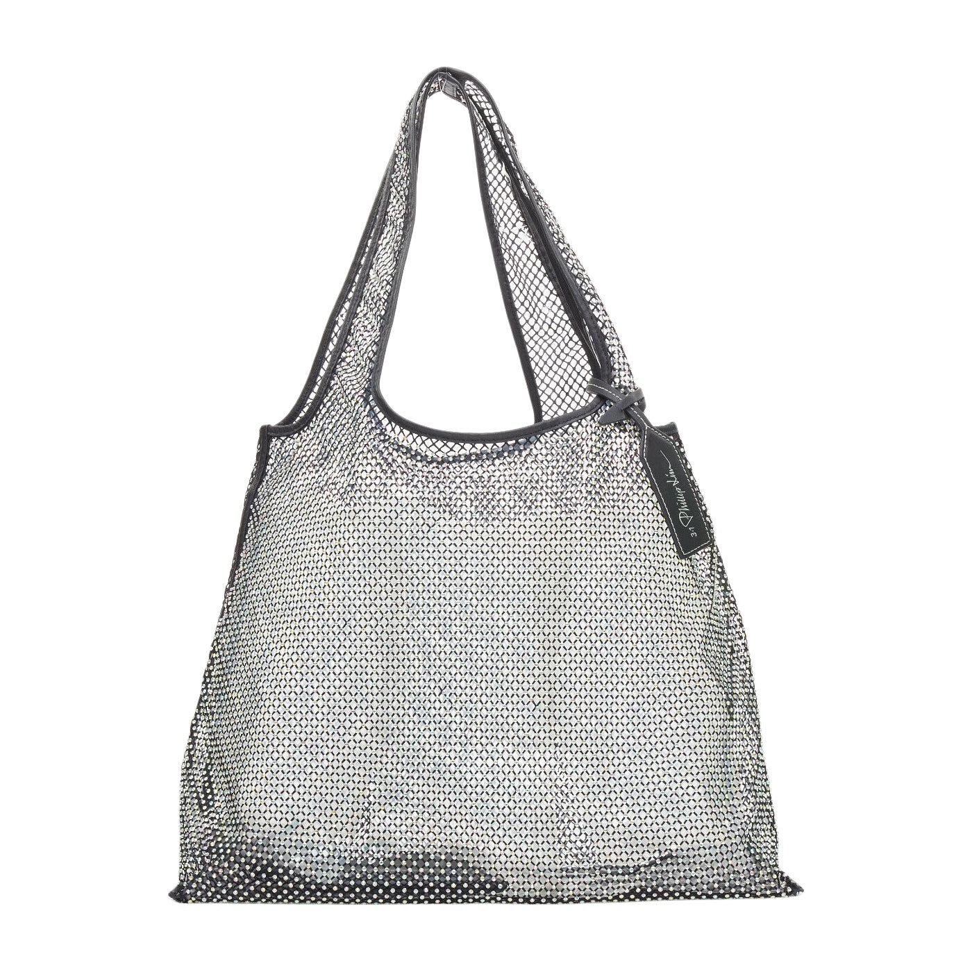 3.1 PHILLIP LIM psychedelic fine crystal mesh PVC lined market tote bag in vendita