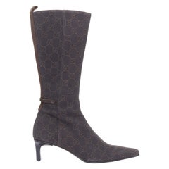 GUCCI Tom Ford Vintage dark brown GG monogram kitten heel boots EU35.5