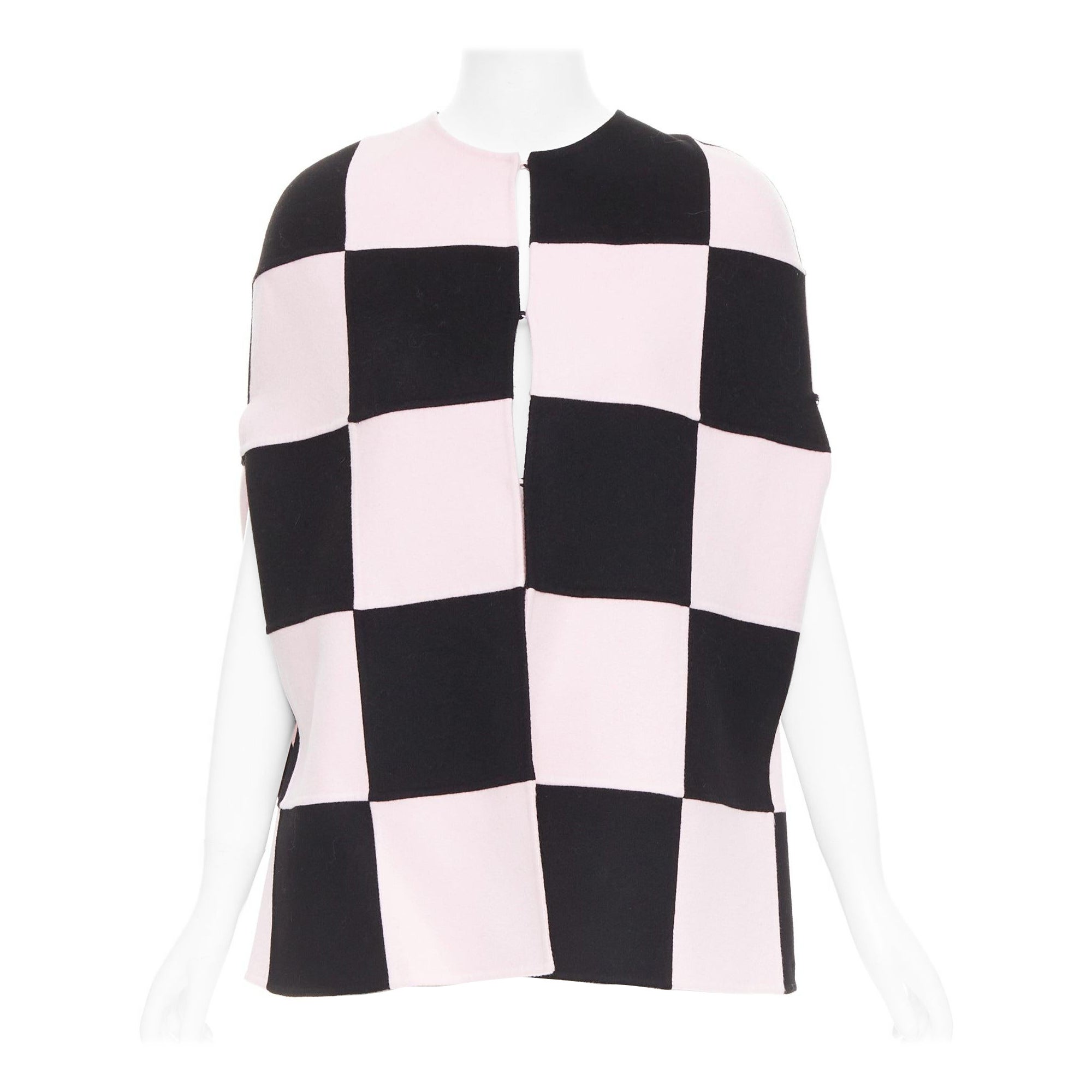 VALENTINO 2023 negro rosa cuadros lana cachemira capa abrigo IT36 XXS en venta