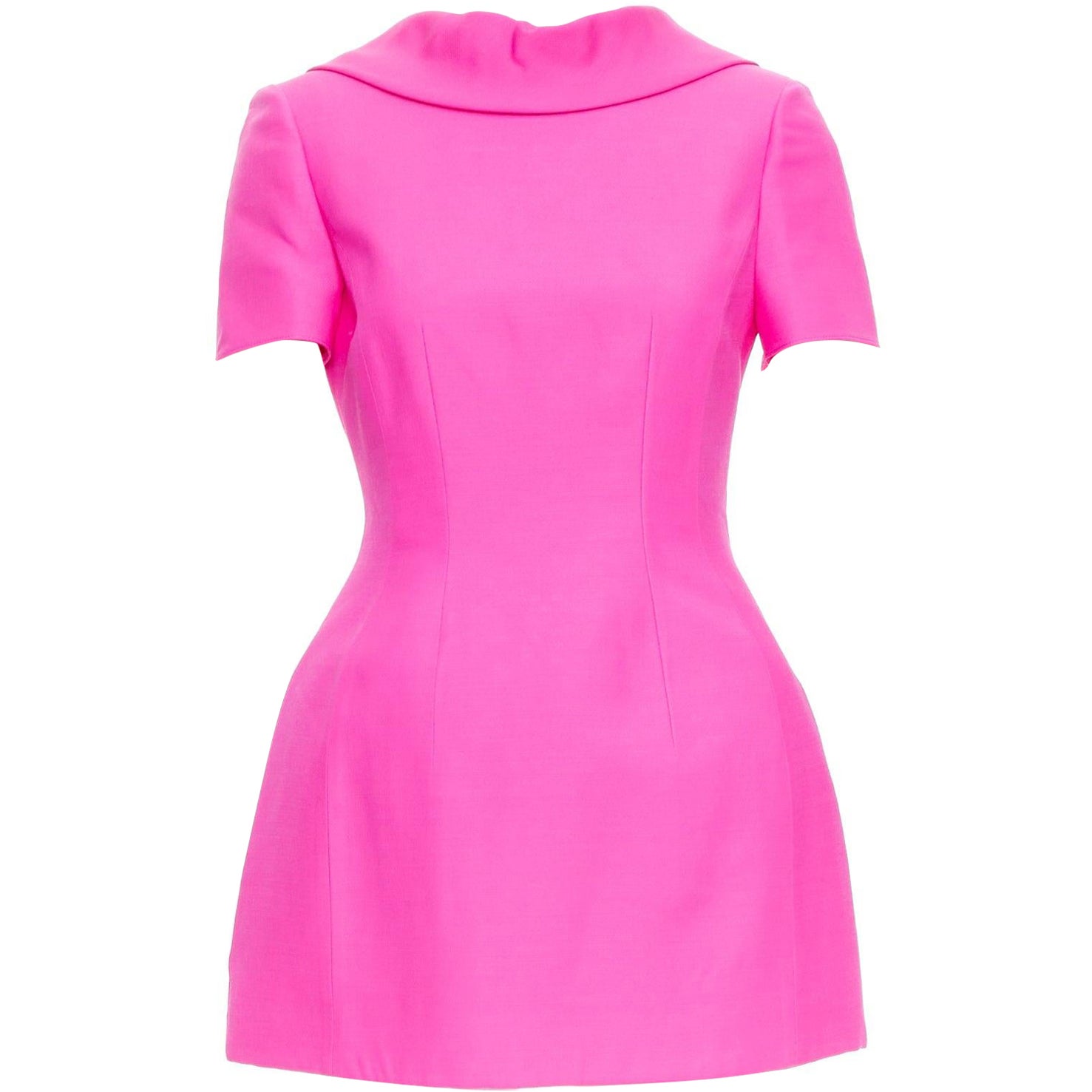 VALENTINO PPink 2022 pink virgin wool silk dipped bow back mini dress IT38 XS en venta