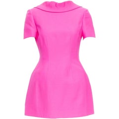 VALENTINO PPink 2022 pink virgin wool silk dipped bow back mini dress IT38 XS