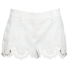 ERMANNO SCERVINO 2020 cotton linen Sangallo embroidery scalloped shorts IT38 XS