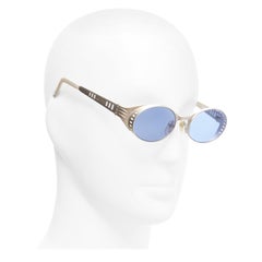 rare JEAN PAUL GAULTIER Vintage 56-6102 silver steam punk blue round sunglasses