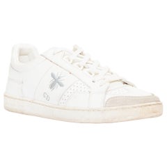 CHRISTIAN DIOR D Bee grey suede leather embroidered CD bee logo sneakers EU35.5