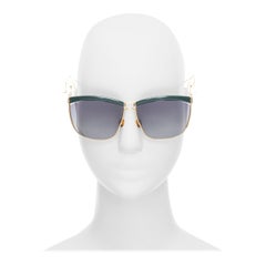 DIOR  So Electric green bridge gold trims gradient lens squoval sunnies