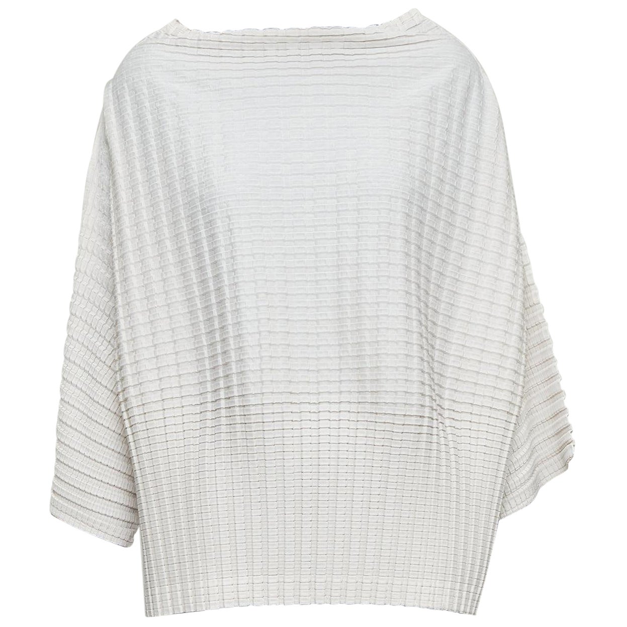 ISSEY MIYAKE Pleats Please steel grey crinkled batwing bateau  top JP3 L en venta