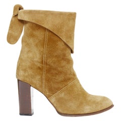 MARC JACOBS tan suede bow tie back slouchy western boots EU37.5
