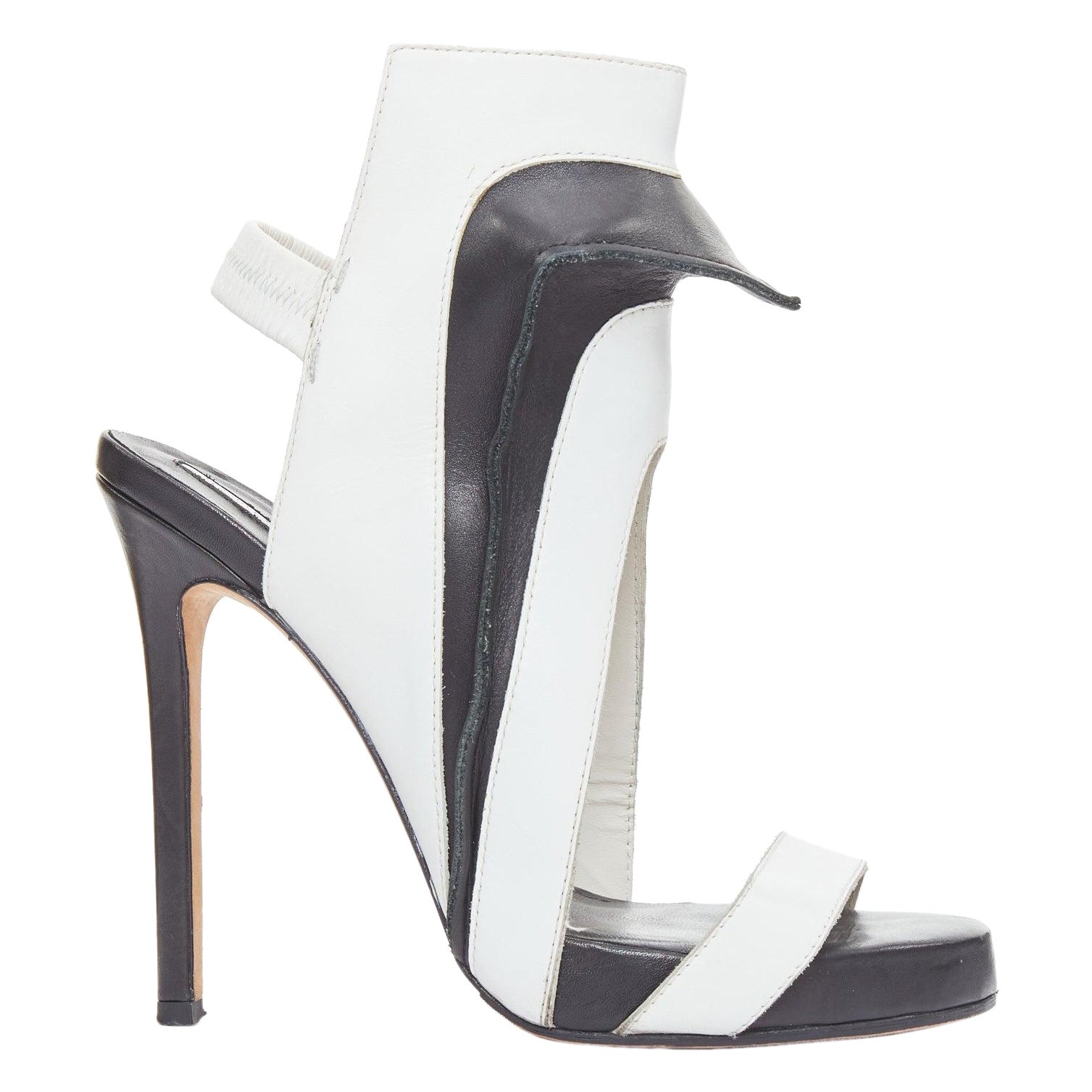 CAMILLA SKOVGAARD 2013 black white ridged high top cut out sandals EU37 en vente