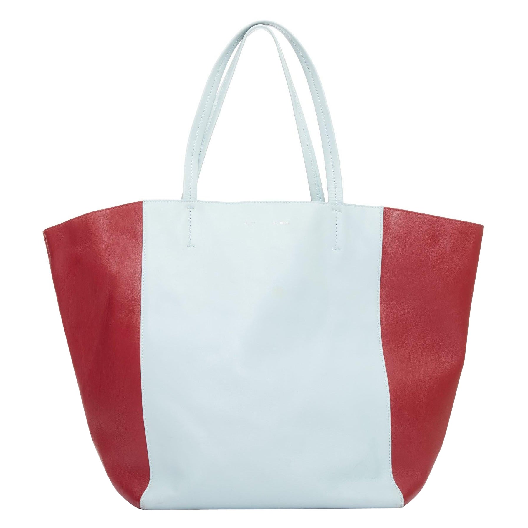 Celine Phantom Cabas bleu bébé rouge bicolore sac fourre-tout horizontal