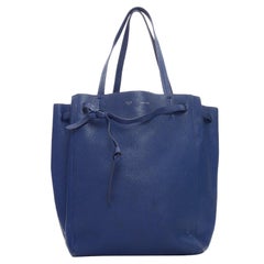 CELINE Cabas Phantom dark blue leather silver logo medium tote bag