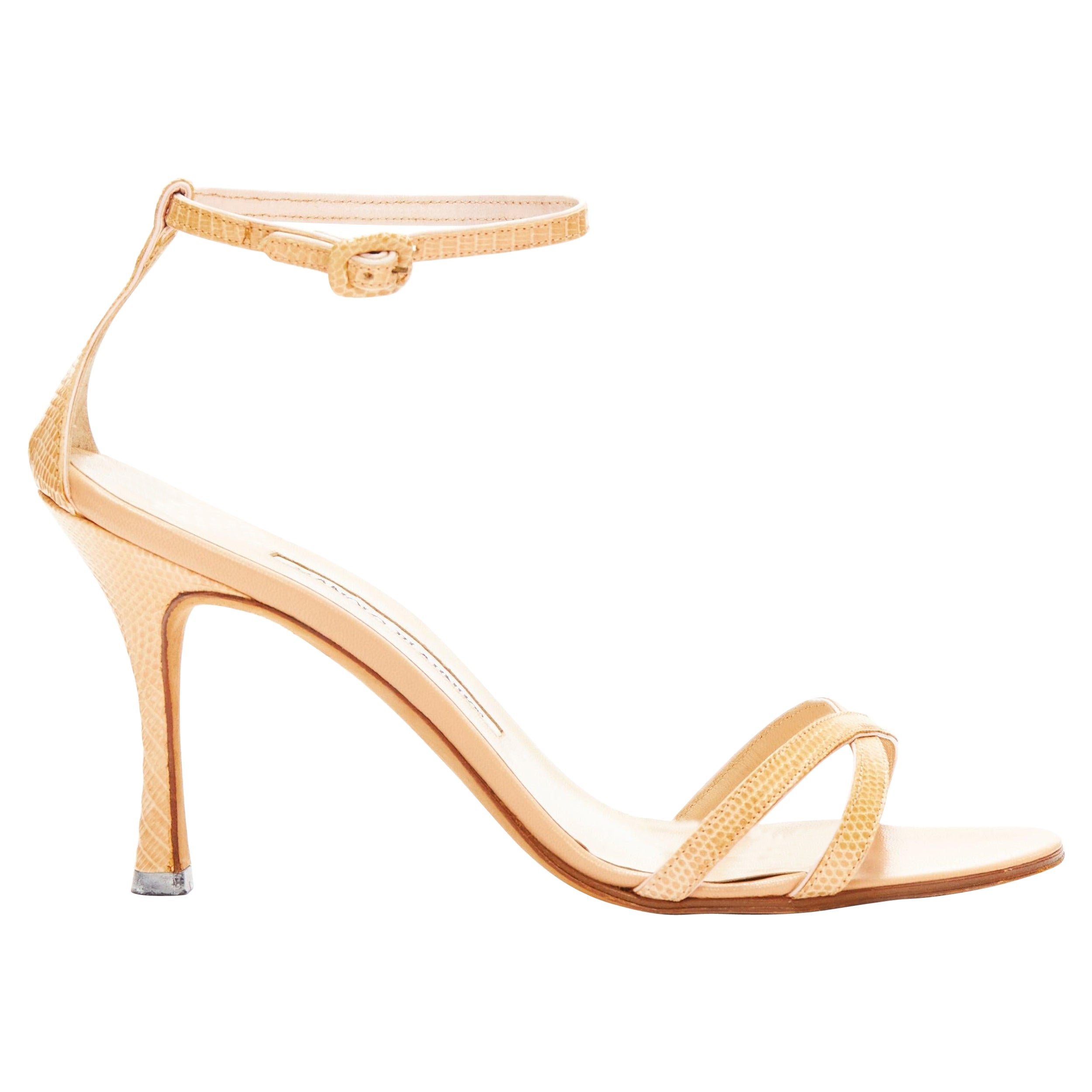 MANOLO BLAHNIK sandalias de tiras minimalistas de piel escamada nude EU37.5 en venta