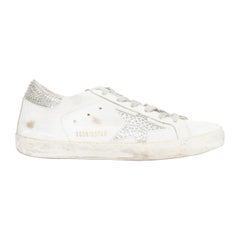 GOLDEN GOOSE Super Star silver crystal strass white distressed sneakers EU36