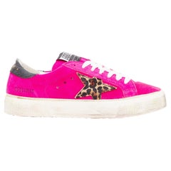 GOLDEN GOOSE May hot pink leopard super star low top sneakers EU36