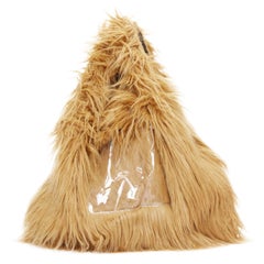 MAISON MARGIELA MM6 brown faux fur shaggy yet PVC pocket tote bag