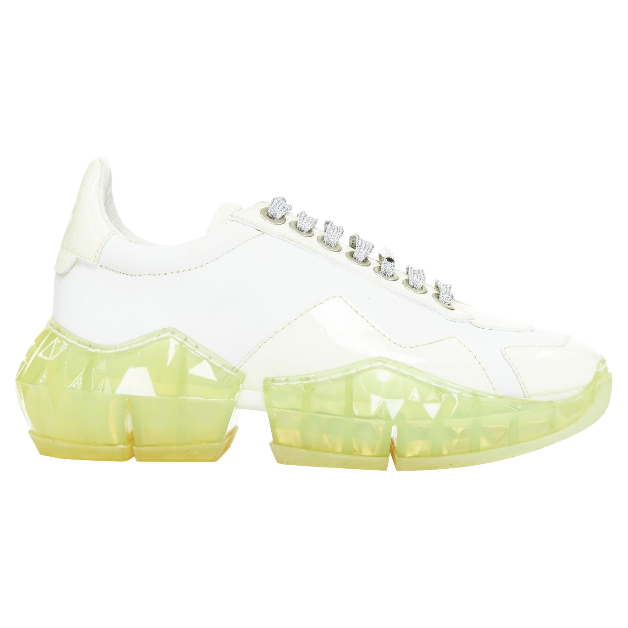 JIMMY CHOO Diamond white mint green jelly sole dad sneakers EU35.5 in vendita