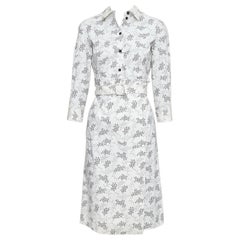 BOTTEGA VENETA cream cotton floral print wrap belted shirt dress IT38 XS