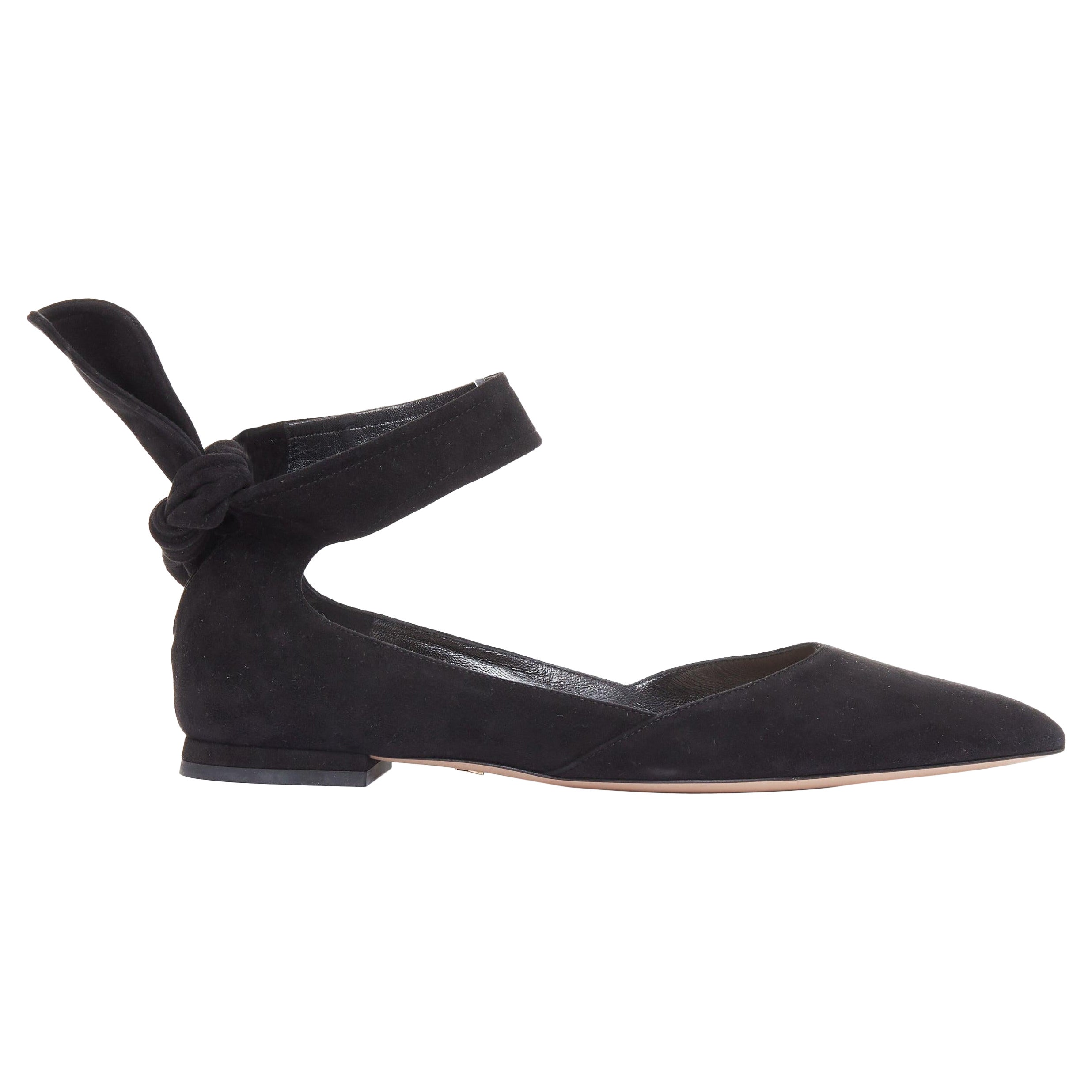 CHRISTIAN DIOR La Belle D black suede ankle bow ballerina flats EU37 im Angebot