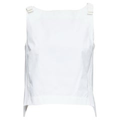 FENDI cream cotton bow shoulders square neck flare top IT36 XXS