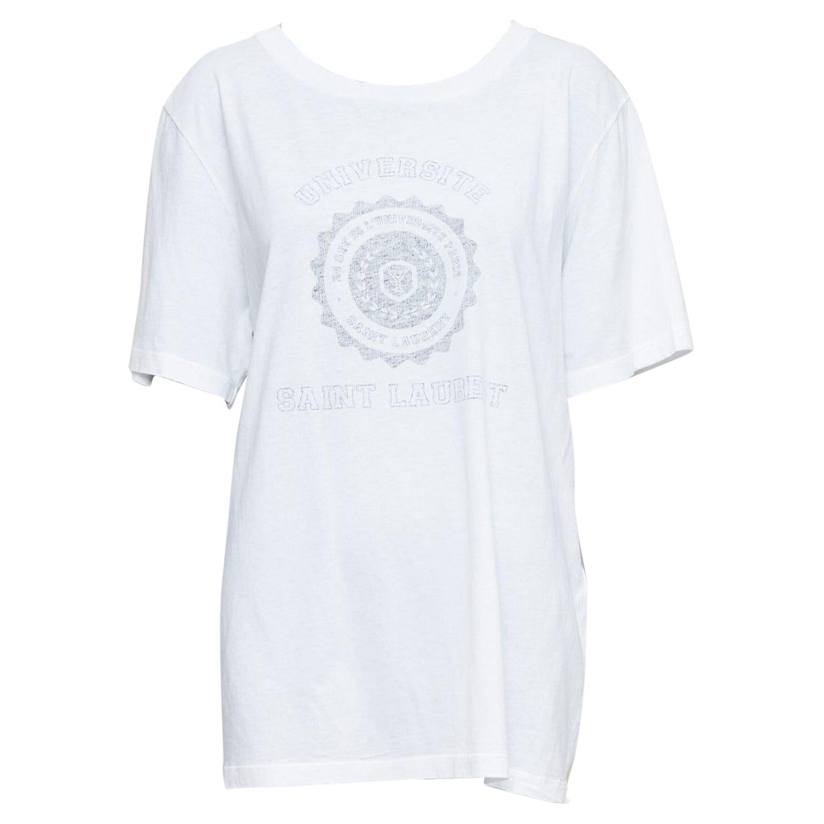 SAINT LAURENT 2016 cream universite print oversized reversed tshirt XL en venta