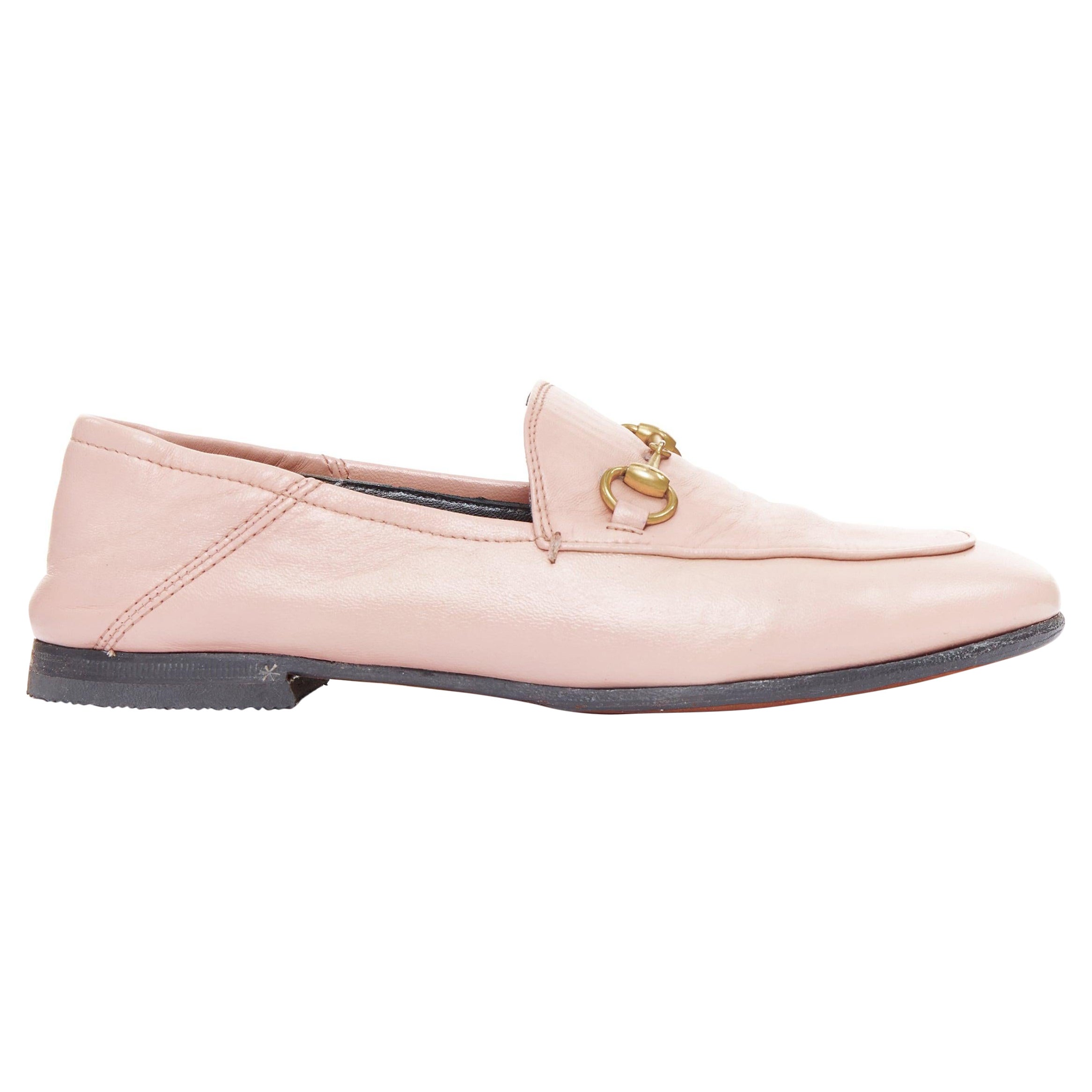 GUCCI Briton mocassins classiques en cuir rose et or EU36.5 en vente