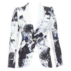 ALEXANDER MCQUEEN 2023 Chiaroscuro Xray floral fitted blazer jacket IT38 XS