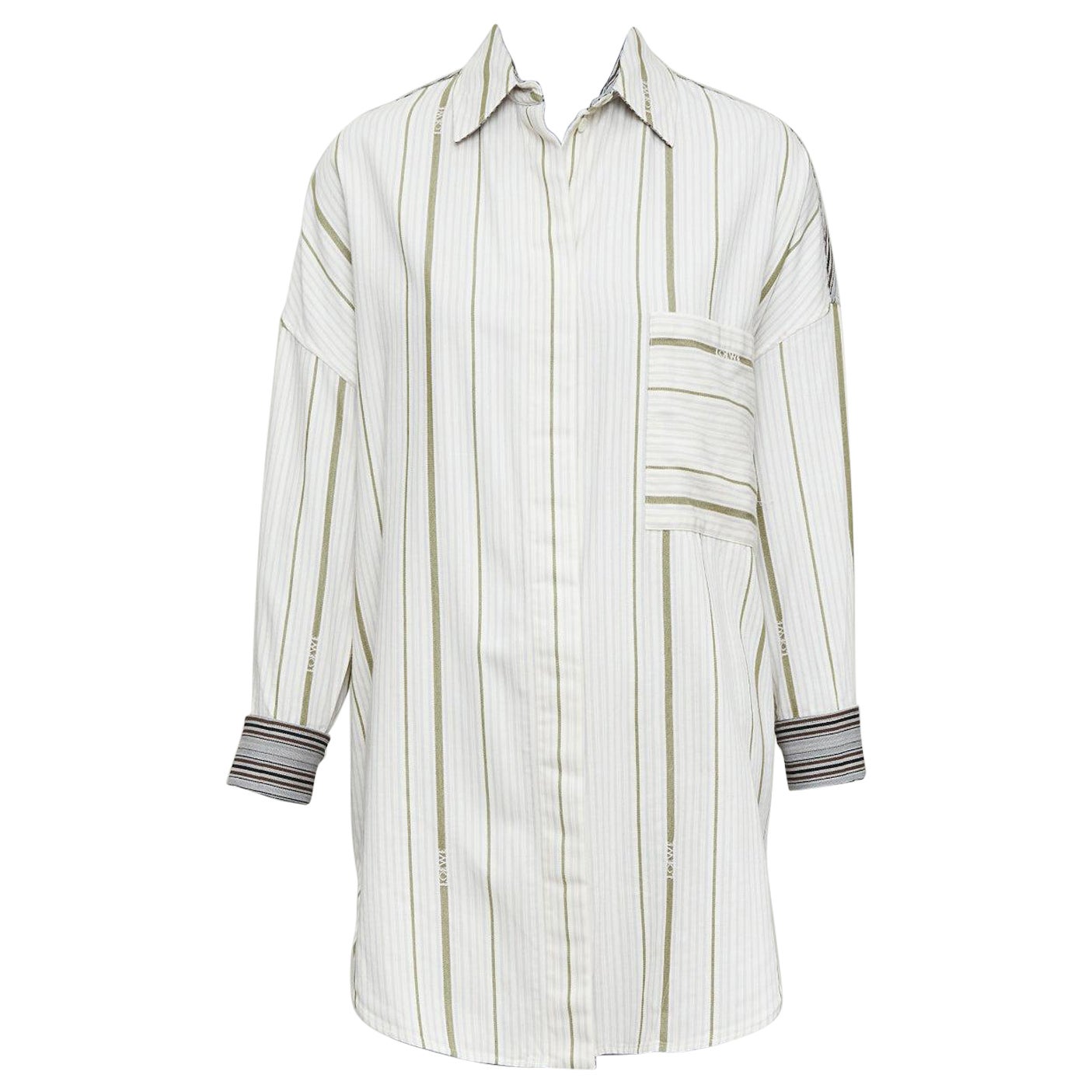 LOEWE 2022 camicia oversize in lana e cotone con logo sottile Sz32 in vendita