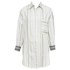 LOEWE 2022 beige wool cotton subtle logo striped oversized shirt Sz32