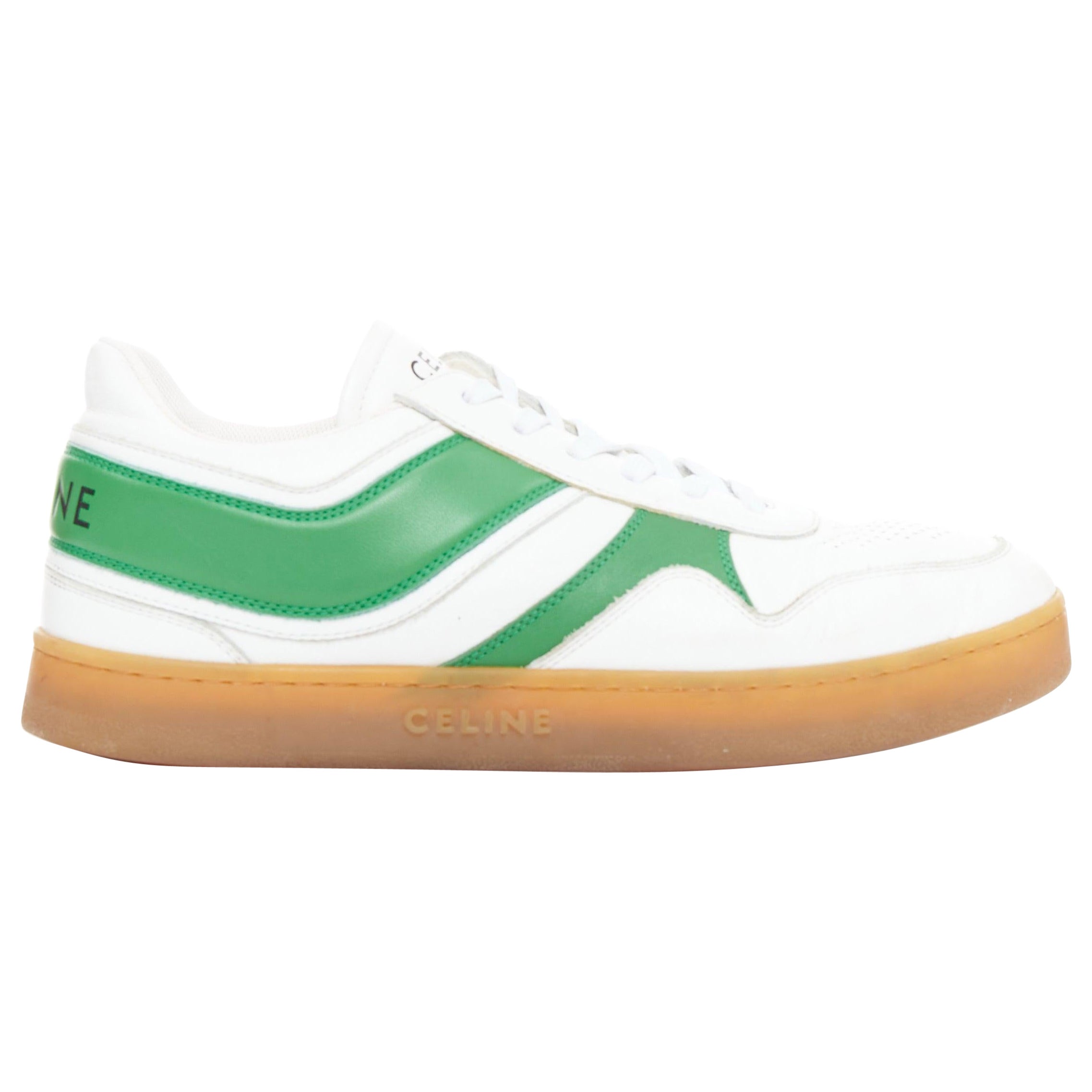 Baskets basses en cuir de couleur verte optic white flash green de Celine EU37 en vente