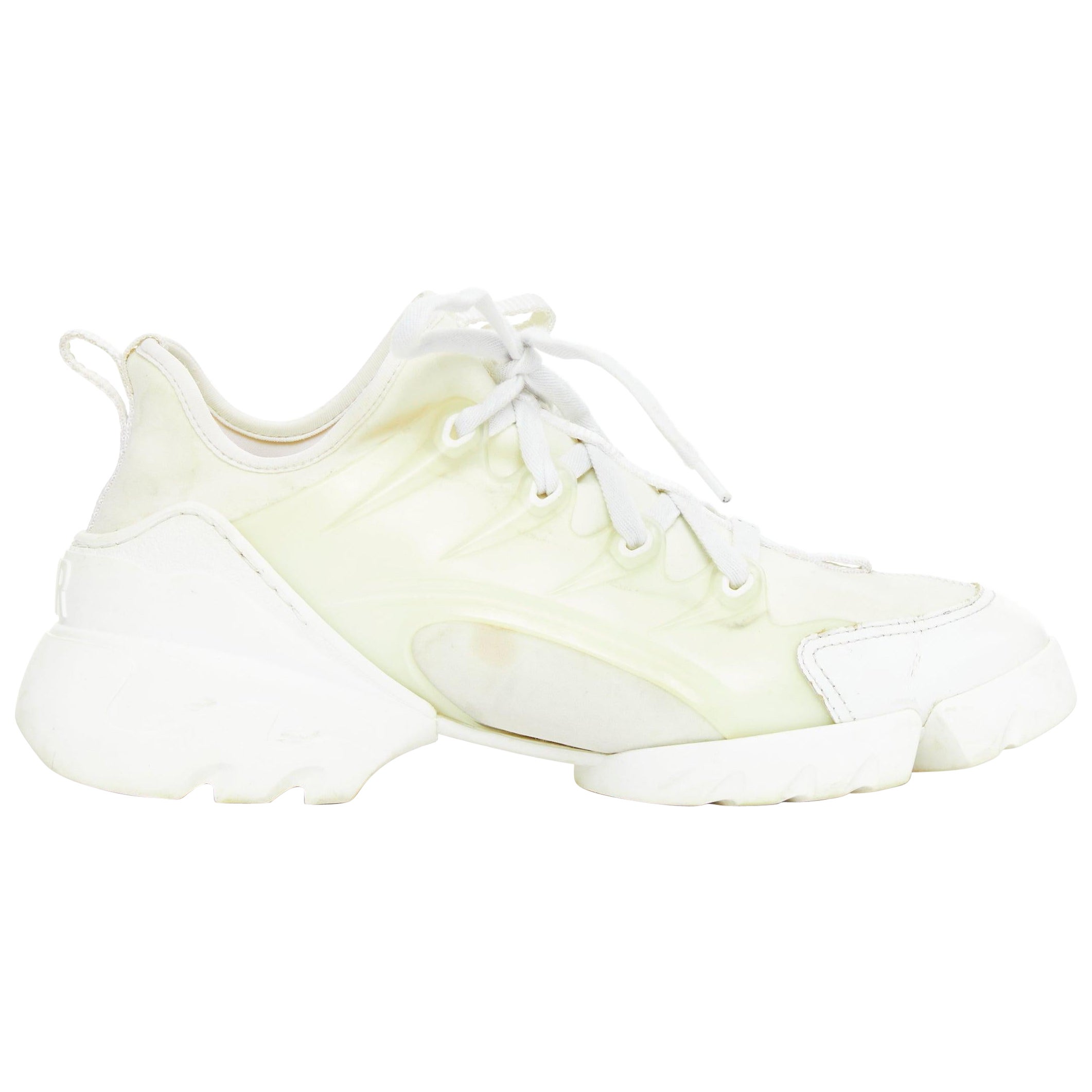 CHRISTIAN DIOR D-Connect blanc crème caoutchouc baskets EU38 en vente