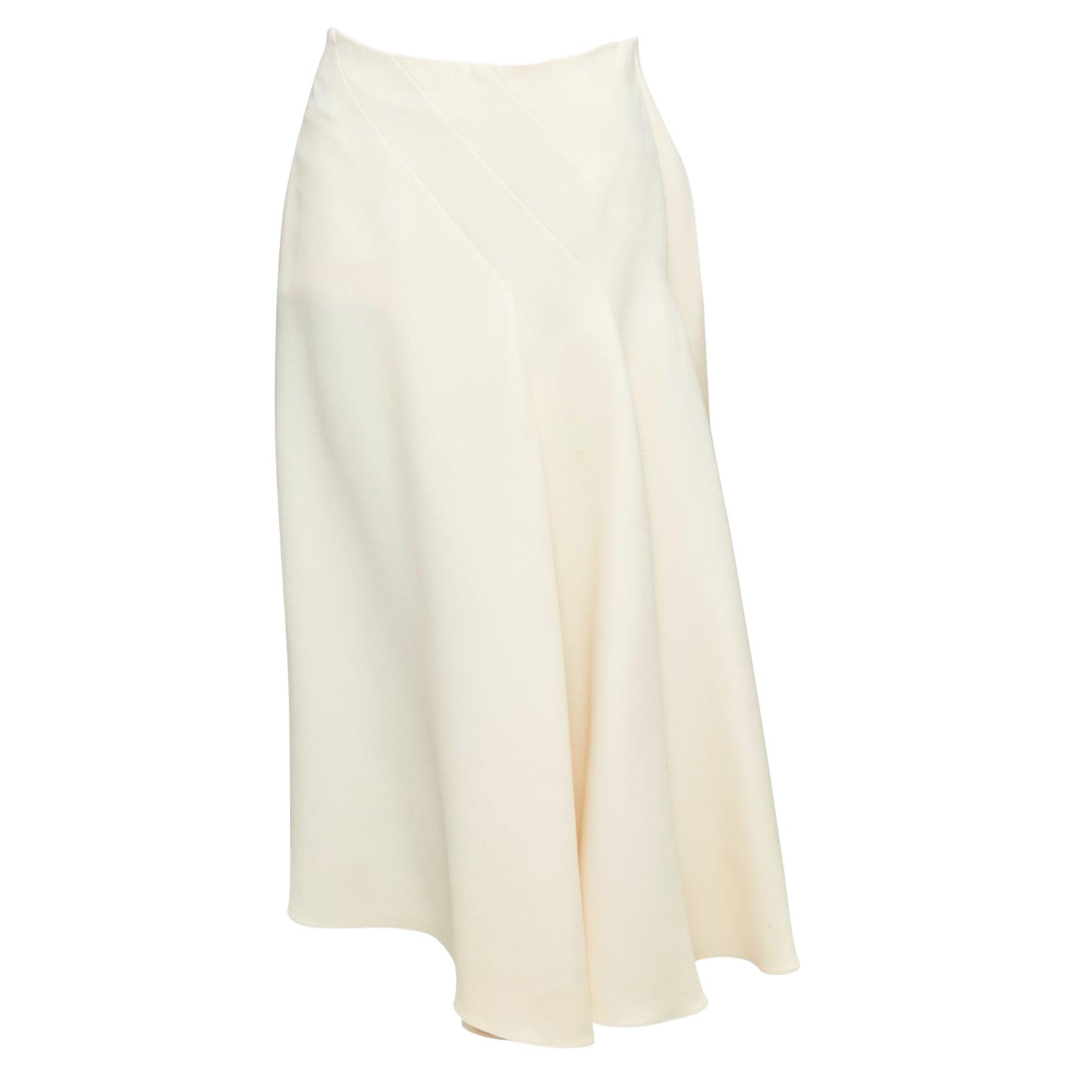 CHRISTIAN DIOR ecru  cream wool silk bias cut pleated Aline skirt FR38 M en vente