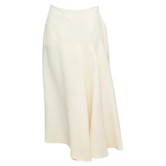 CHRISTIAN DIOR ecru  cream wool silk bias cut pleated Aline skirt FR38 M