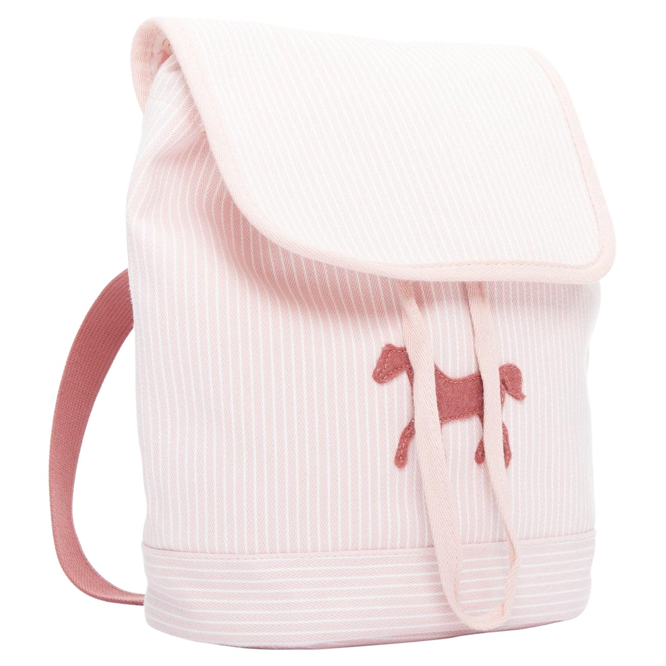 HERMES Cavalcolor pink white cotton wool felt horse backpack en vente
