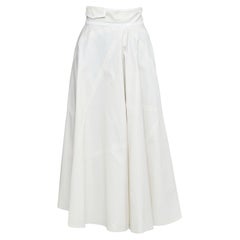 BOTTEGA VENETA light grey cotton diagonal zip Aline skirt IT36 XXS