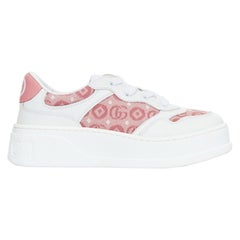 GUCCI KIDS pink white leather fabric GG monogram interlocking sneakers EU29