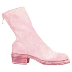 GUIDI Ink pink bubblegum distressed leather back zip block boots EU37