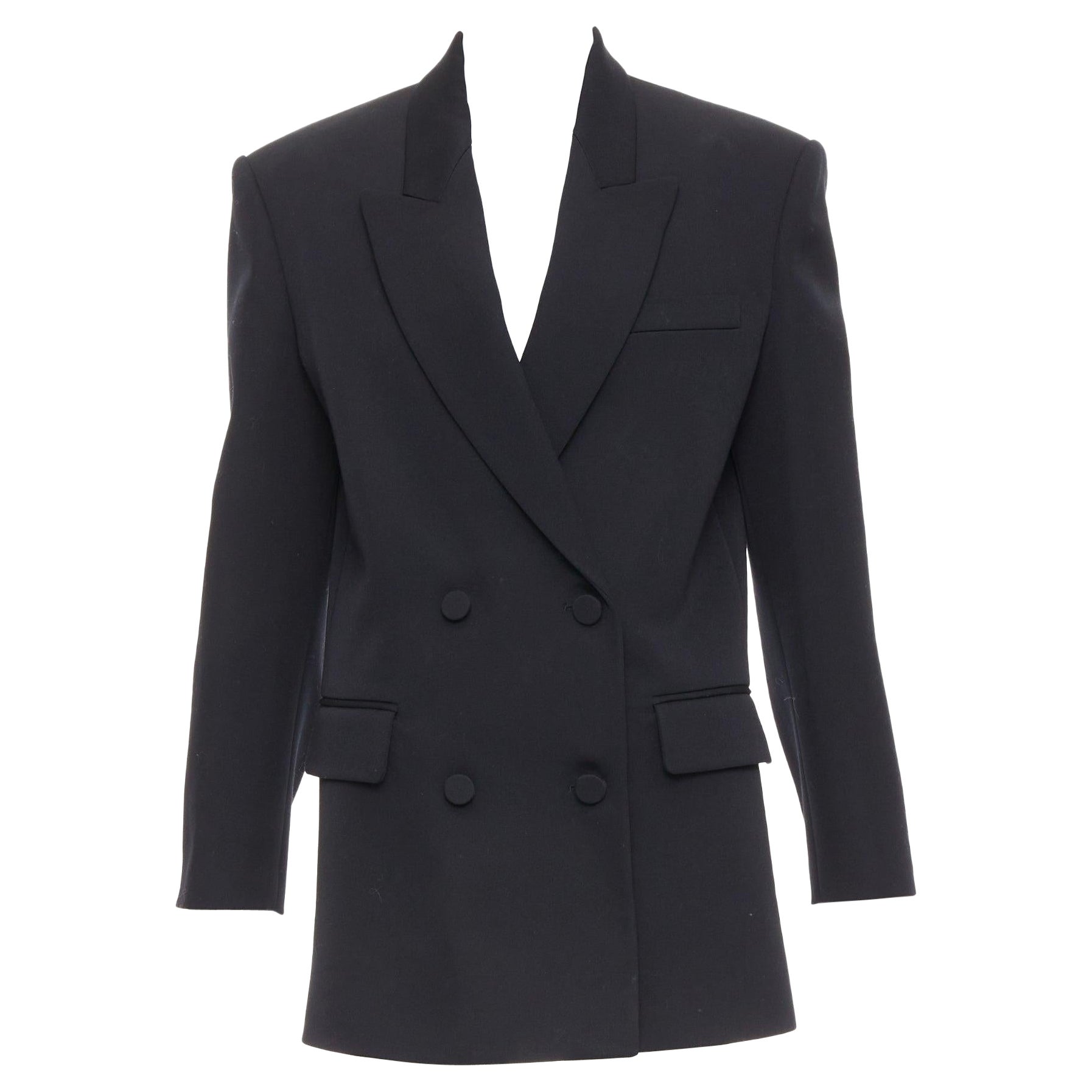 Valentino 2023 cappotto doppiopetto in lana vergine nera IT38 XS in vendita