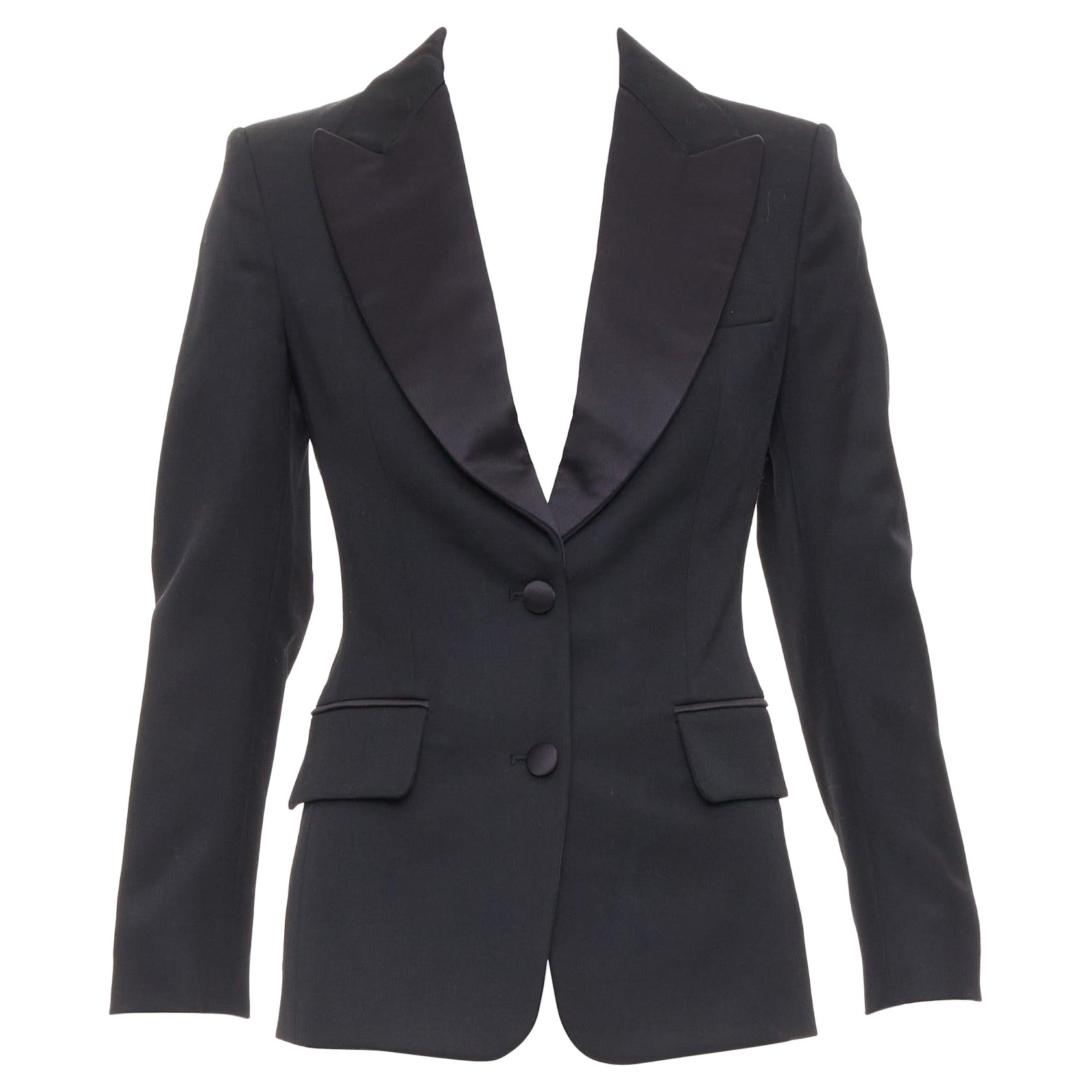 YVES SAINT LAURENT 2012 EDITION SOIR 100% wool Le Smoking tuxedo jacket FR34 XS en venta